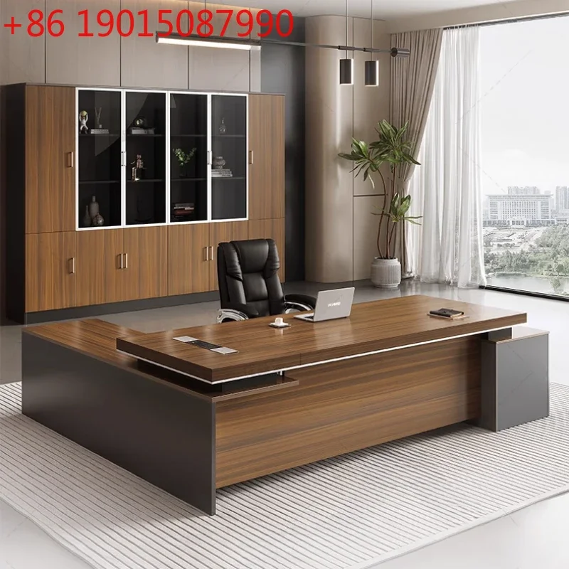 

Дизайнерский компьютерный офисный стол с эстетичными деревянными ящиками, L-образный стол для руководителя/ресепшн, офисная мебель