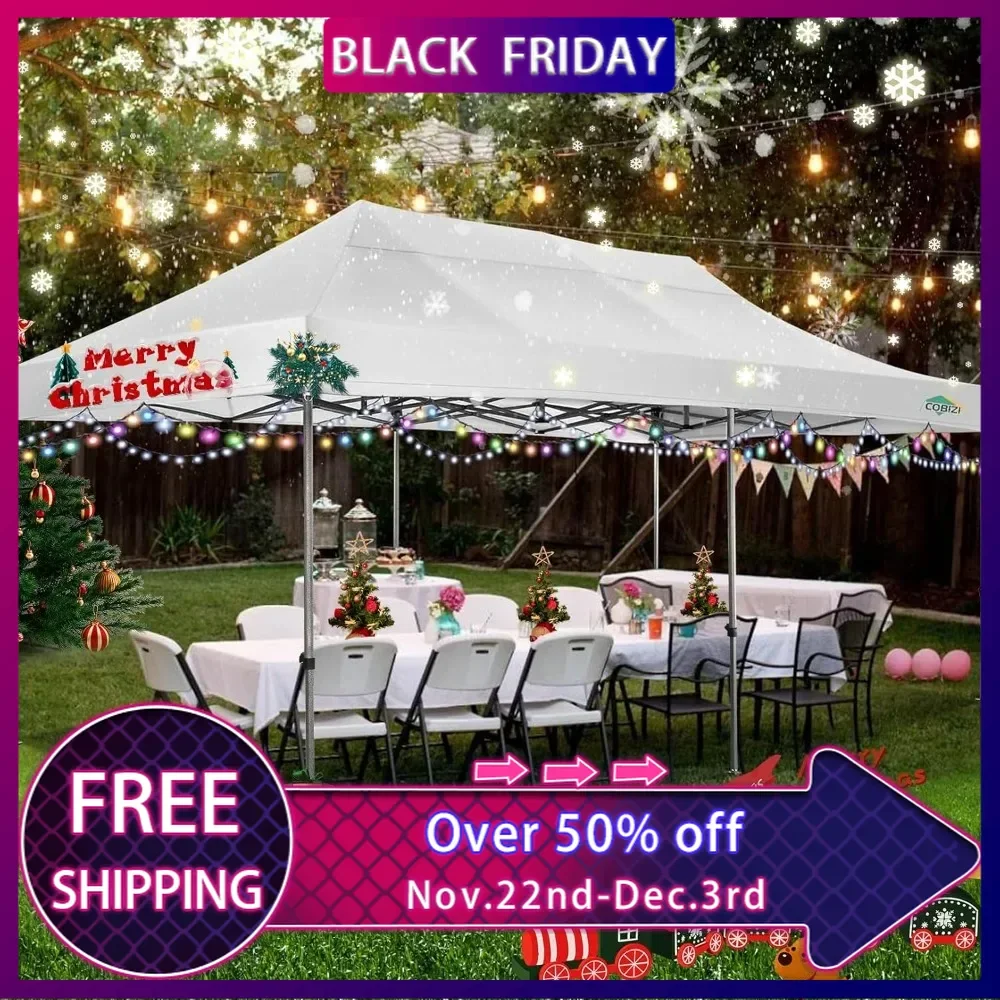 10x20 Heavy Duty Pop up Canopy Tent with 6 sidewalls Easy Up Commercial Outdoor Tents for Parties All Season Wind & Waterproof