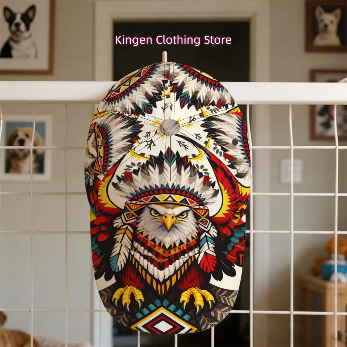 1pc Local Eagle Chief Feathered Baseball Cap Full Print Pattern Sports Cap 2D Printed Christmas Gift Curved Brim Cap Cab Driver