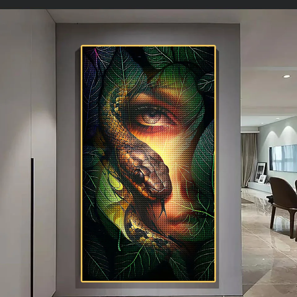 Diamond Painting Art Kit DIY Beauty Head with Snake 2025 Novelty Diamond Mosaic 5D Rhinestone Cross Stitch Home Wall Decoration