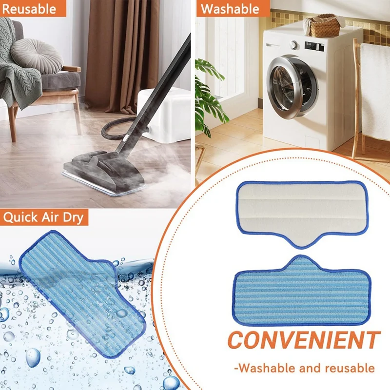 Dupray용 극세사 걸레 패드, 깔끔한 스팀 클리너, 재사용 가능한 기계, 단단한 나무 타일 돌 바닥용 세척 가능, 6 개