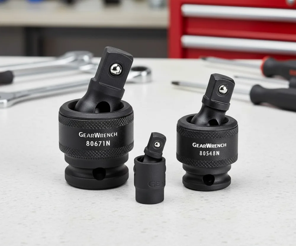 3-Piece Impact Universal Joint Set for 1/4", 3/8", and 1/2" Drives - Corrosion-Resistant, Versatile Tool Access