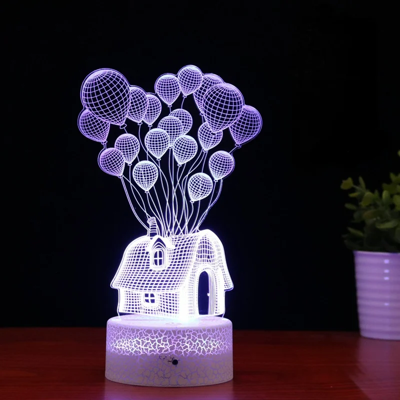 3d Balloon House Led Night Light Touch Remote Control Seven-color Atmosphere Bedroom Night Light Gifts for Boys Girls Children