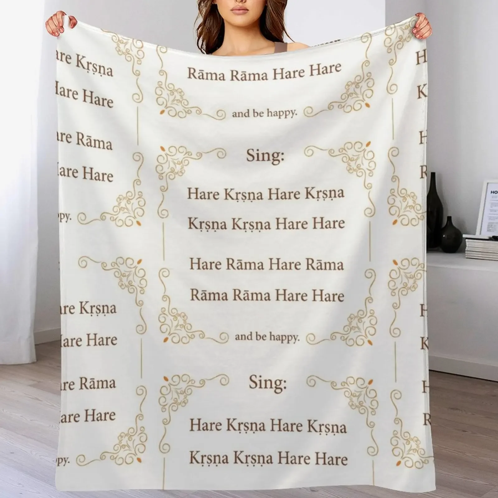 Hare Krishna Movement Mantra Throw Blanket Hair Bed covers anime Blankets