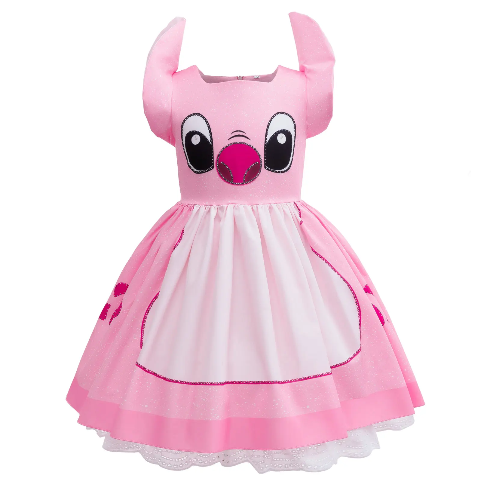 Disney Lilo & Stitch Pink Princess Dress Girl Puffy Tutu Ball Gown Birthday Halloween Carnival Cosplay Elegant Party Angel Dress view 3