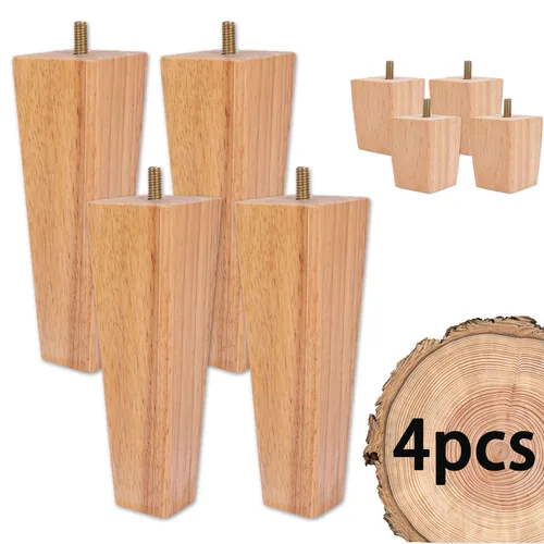 Imagen 1 del producto Patas de muebles de madera maciza, patas de repuesto para muebles, patas de mesa de 6/15/20cm de altura con tornillos, patas antideslizantes para silla y armario, 4 Uds.