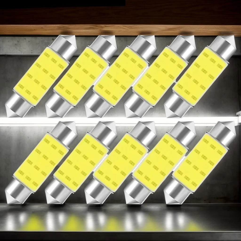 

​ ​ 10 шт. C5W C10W светодиодная лампа-12 В COB 7000 К белая внутренняя часть автомобиля купольная подсветка номерного знака багажника ​ ​