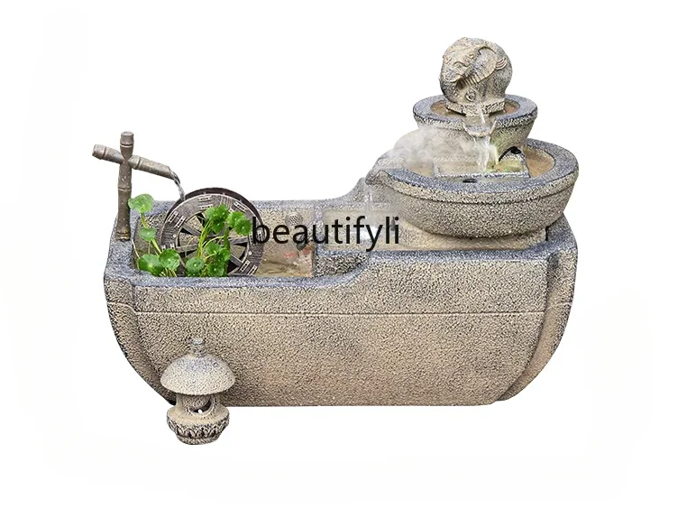 

Chinese balcony garden layout outdoor courtyard flowing water fish pond decoration landscaping fish tank landscape ornament