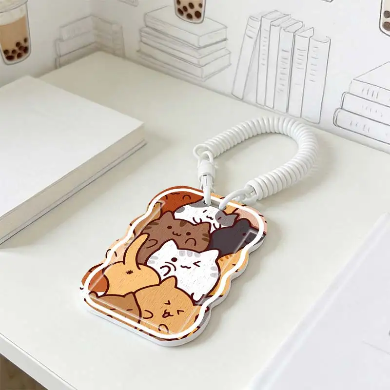 Card Protective Case for Kpop Photocard Holder Photo Protector Student Bus/Meal Card Protection Case Stretchable Spring Cord