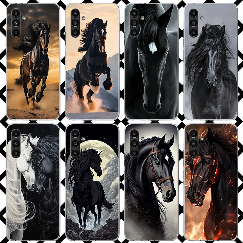 Animal Black Horse Phone Case for Samsung Galaxy A17 A37 A57 A16 A26 A36 A56 A15 A25 A35 A55 A14 A24 A34 A54 A13 A23 A33 A53 Gal