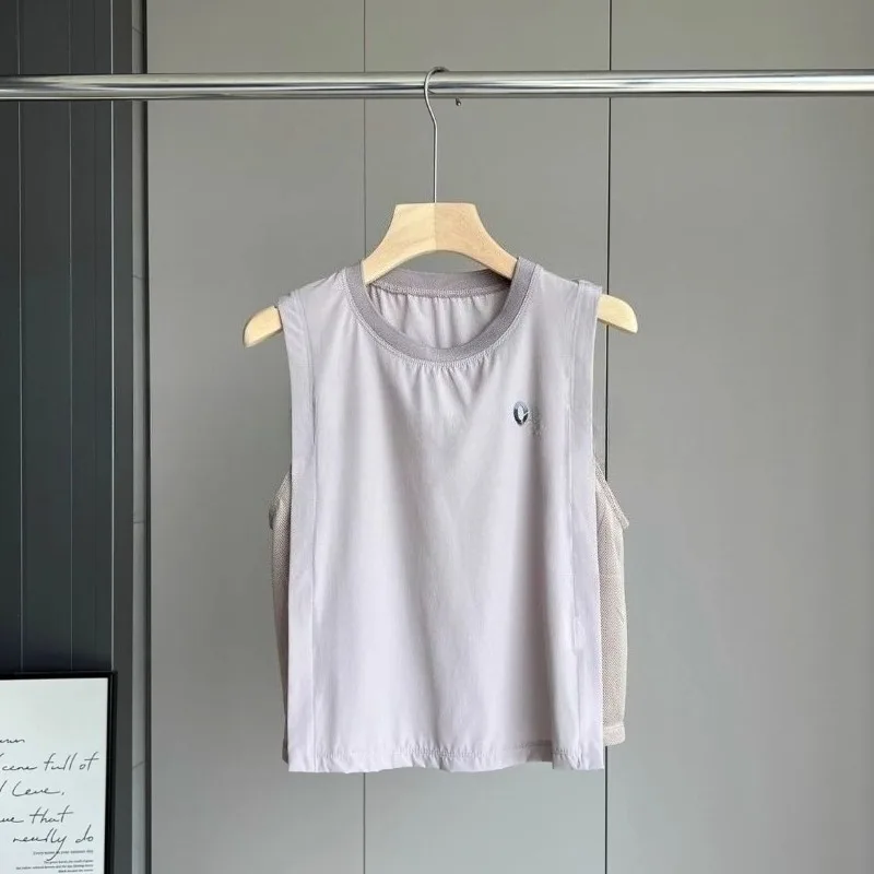 Women's Sports Vest Back Spliced Mesh Breathable Sleeveless Tank Top Quick Dry Fitness Workout Outdoor Yoga Casual Cool Camis
