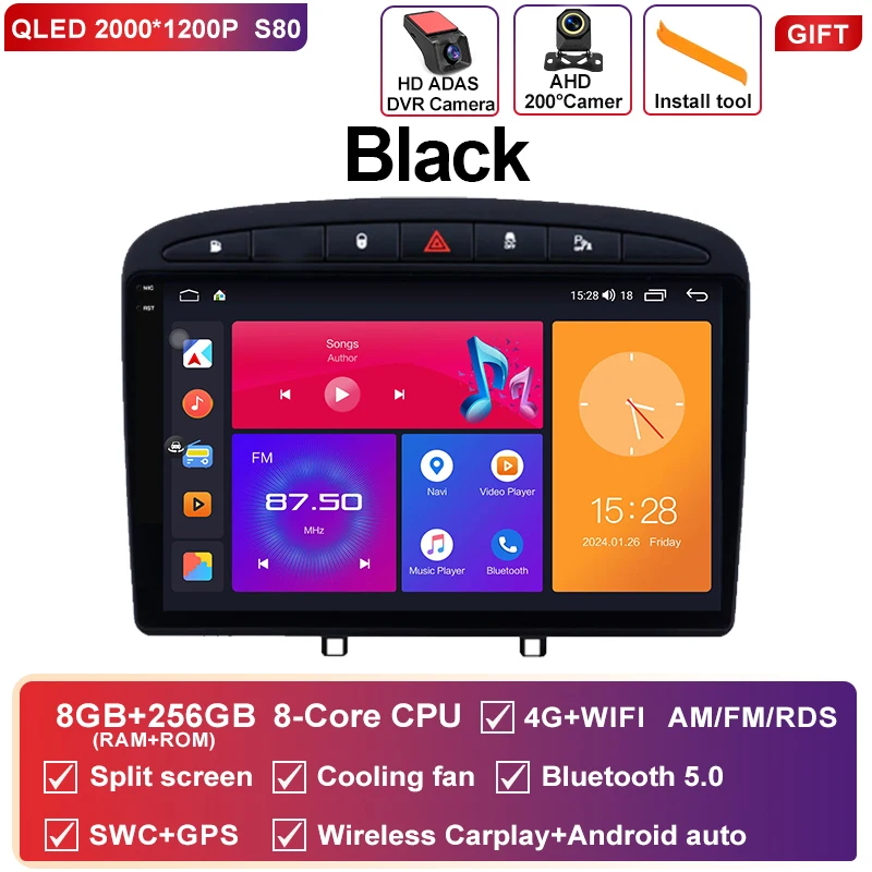 Android 16 autoradio voor Peugeot RCZ 308 SW 2007-2015 408 2012-2020 Multimedia Navigatie GPS Carplay Auto Head Unit 4G WIFI BT