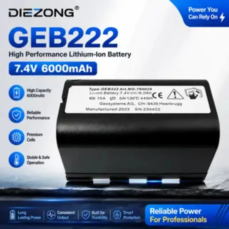 2Pcs GEB222 Battery 6000mAh for Leica TS02 TS06 Total Station GPS System ATX1200 1230 Piper 100 200 Lases Survey Instruments