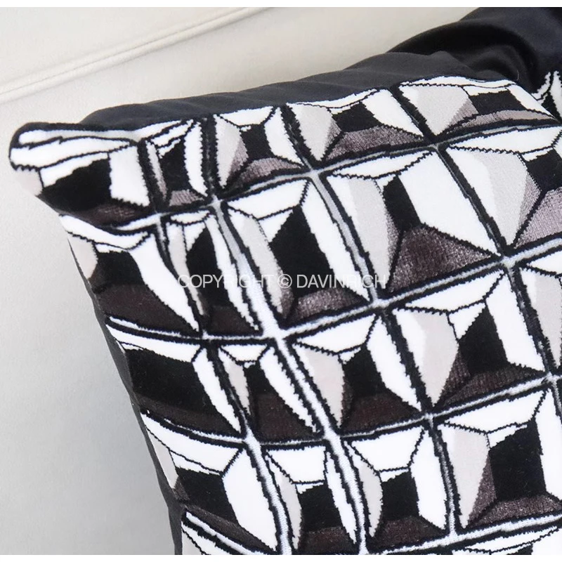 DAVINRICH Modern Medieval Vintage Motifs Square Cushion Cover Light And Shadow Space Geometry Decorative Pillowcase For Sofa Bed