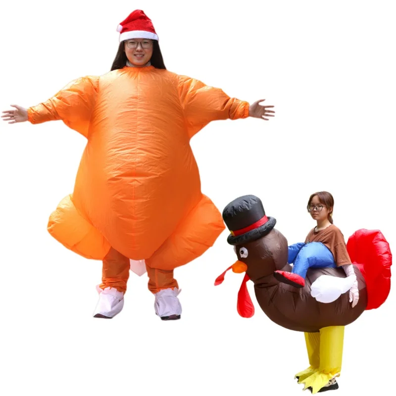 

Adult funny slut turkey inflatable suit cartoon turkey shaped holiday party performance suit with blower and battery box