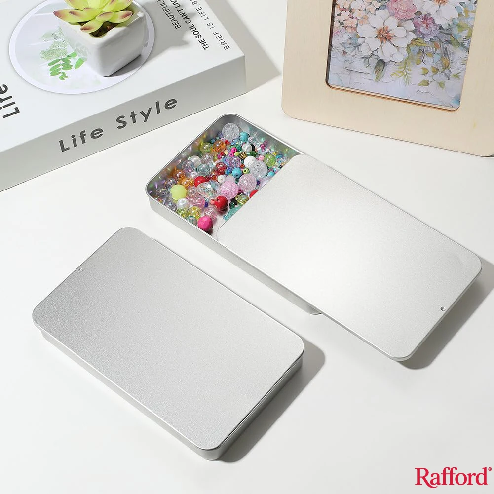 Rafford Caja de hojalata portátil con tapa deslizante, adecuada para guardar artesanías, joyería, dulces, hilo dental y otros artículos pequeños