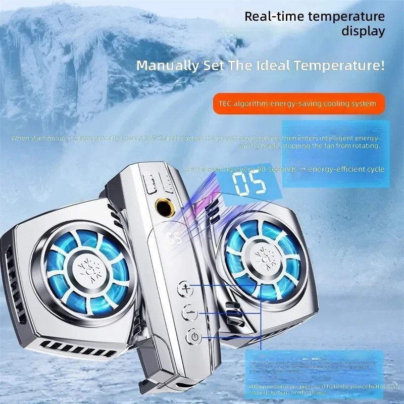 Suitable for Apple Phone Live Broadcast Radiator with Temperature Control Digital Display Semiconductor Cooling Fan