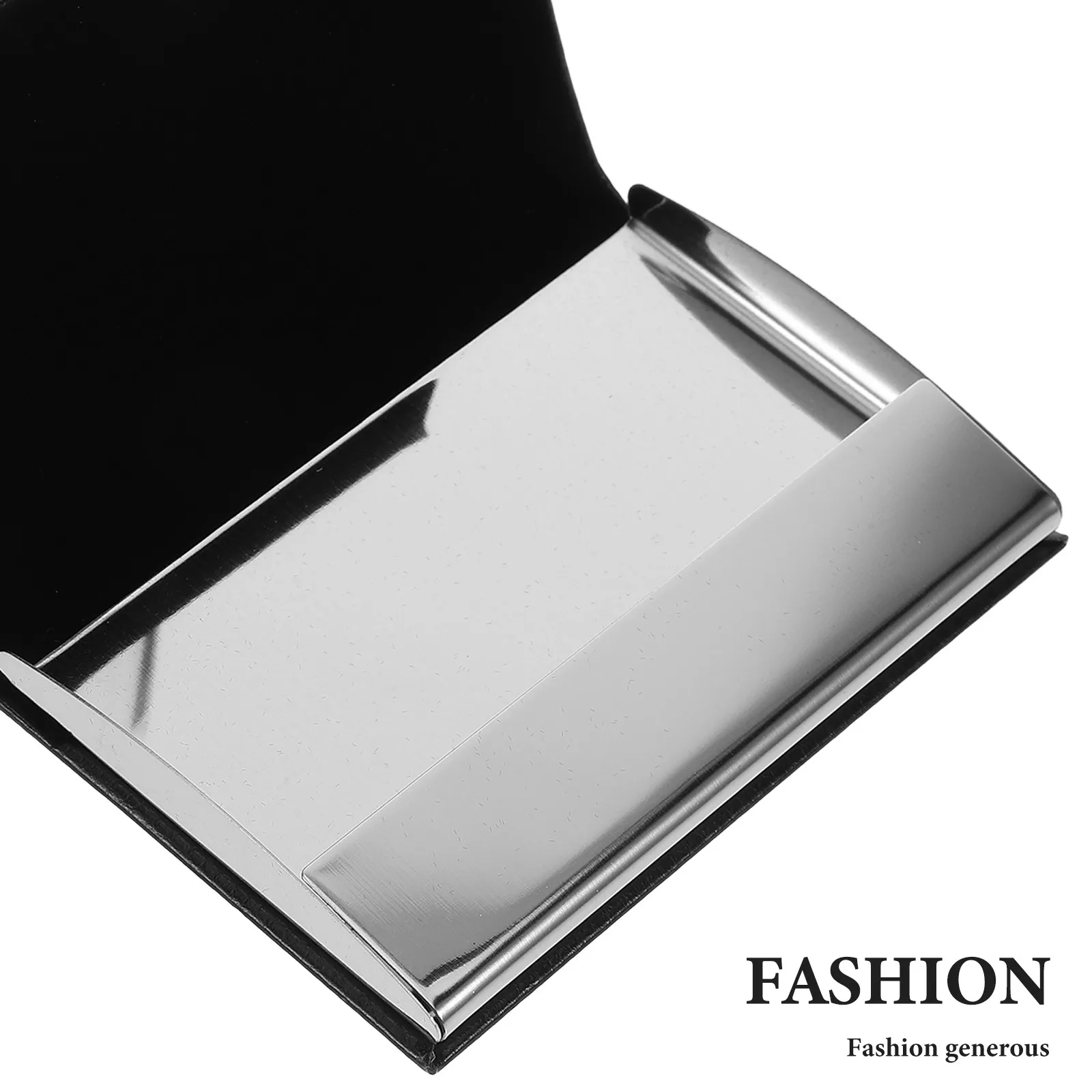 Metal Business Card Holder PU Slim Design Curved Metal Flap Business Card Organizer Office Essential Professional Carry