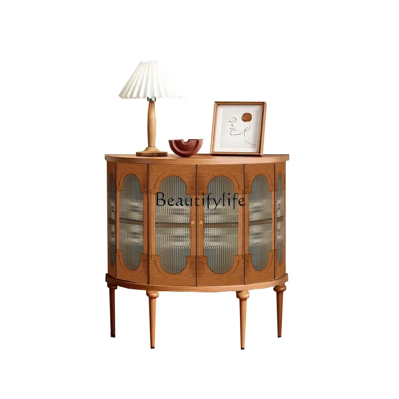 35**French retro entrance cabinet side cabinet retro cherry wood corridor cabinet