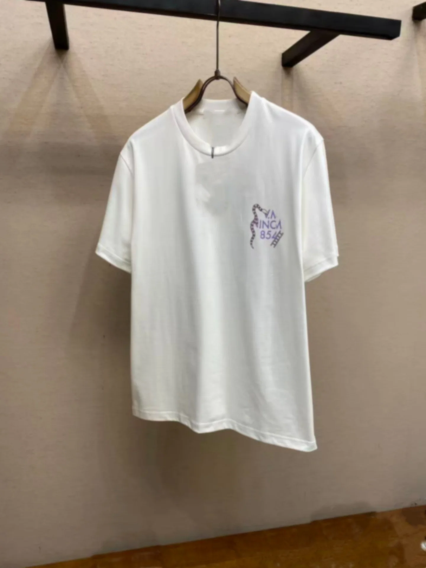 

European Sle Pure Cotton ort Sve T-irt round Ne Loose Fit ex High Quali Printed Letter Casual Top