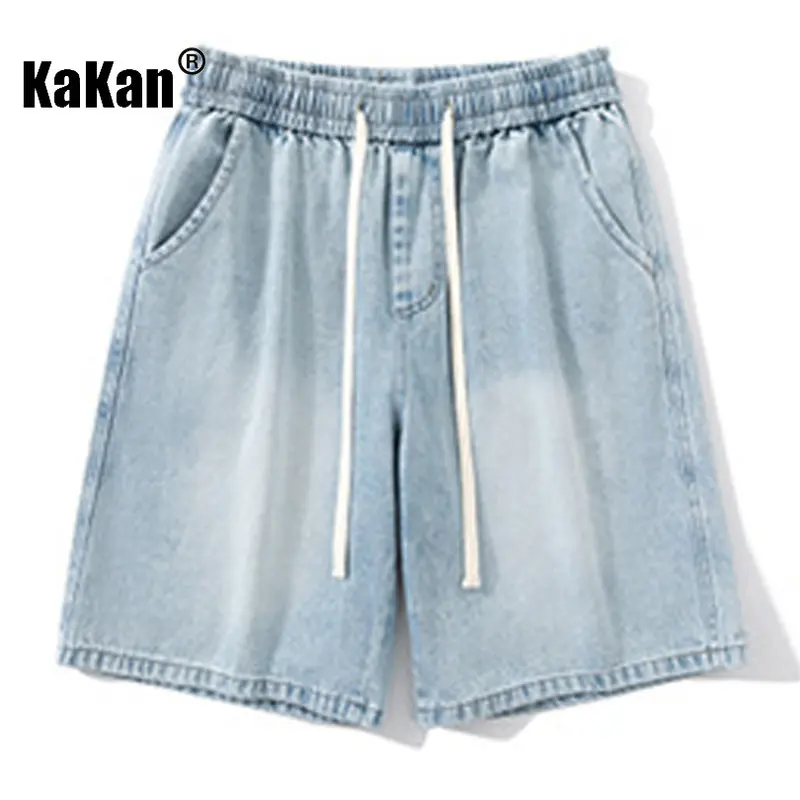 Kakan - Summer New Denim Shorts Men's Wear, Gradient Wash Old High Street Casual Capris Jeans K24-BK1506