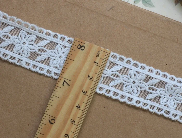 5 yards  Off white flower embroidery Lace Trim, floral soft tulle lace trim, For Bridal Hairband,Wedding Dress,  Width 0.98‘’