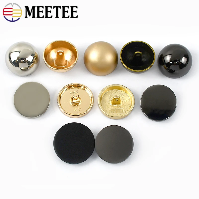 30Pcs 10-28mm Metal Shank Buttons Flat Head Round Clasps for Coat Jacket Dress Shirt Clothing Decor