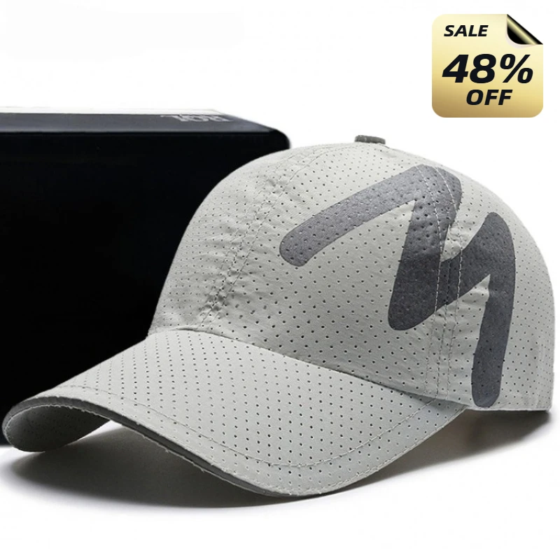 

Wholesale Men Women Summer Baseball Cap Quick Drying Hats Unisex Breathable Sport M Reflective Strip Snapback Hat Baseball Hat