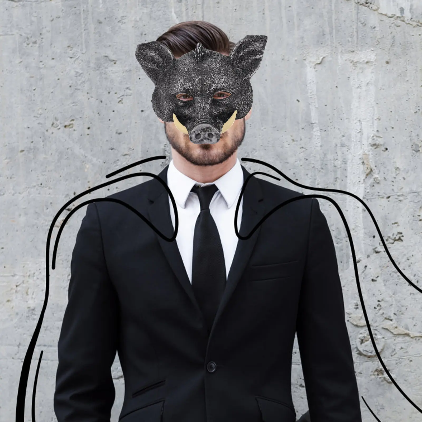 

Wild Boar Mask Halloween Costume Accessory PU Animal Mask Realistic Detailed Comfortable Wear Party Cosplay Prop Masquerade