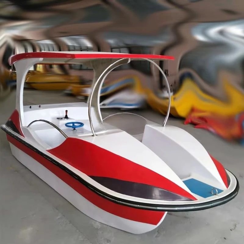 4-person Fiberglass Outdoor Adventure Water Rafting Electric Fishing Pedal Boat Micro Motor Self-draining Function Customized