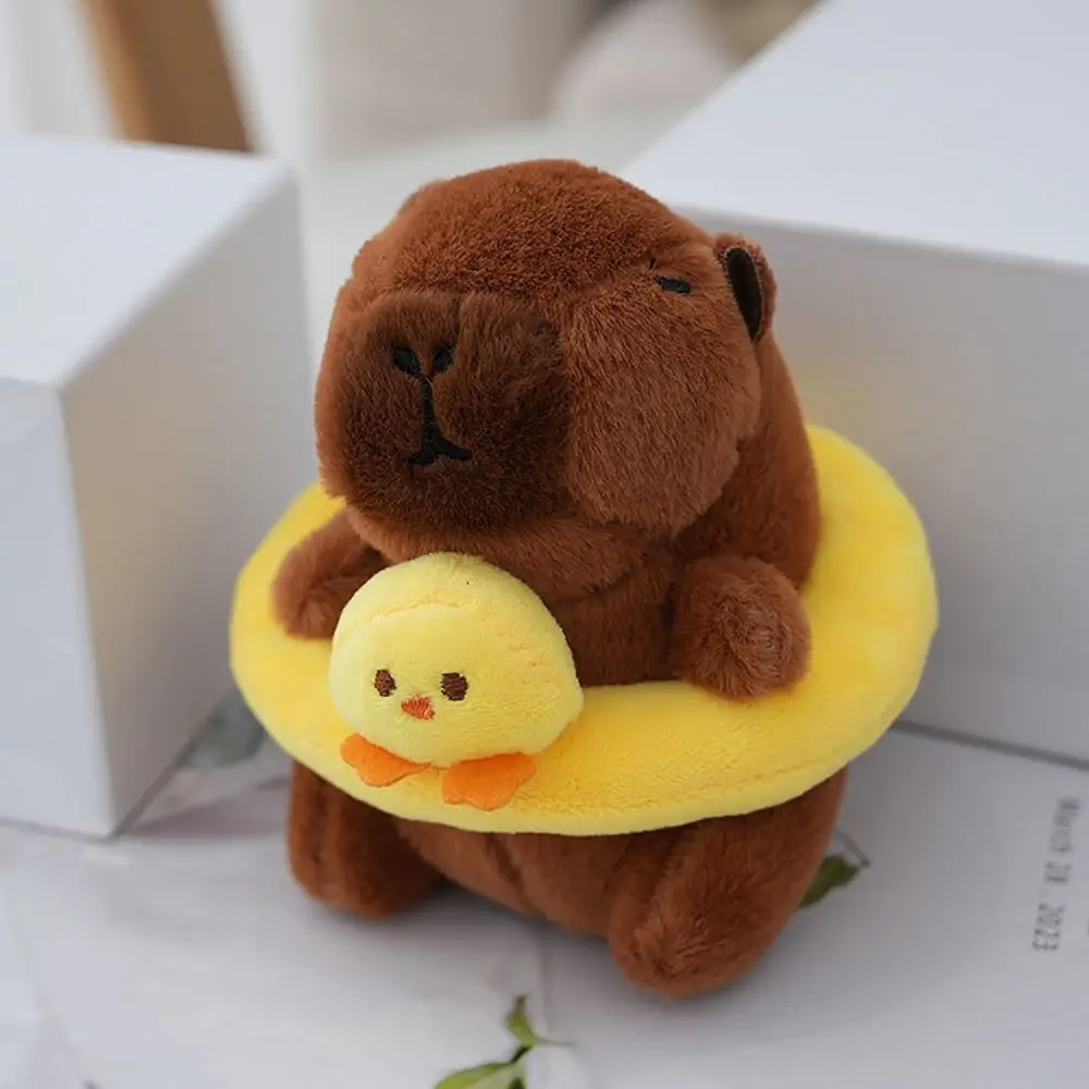 Swimming Ring Capybara Plush Capybara Keychain Stuffed Animals Cute Toy Fluffty Animal Doll Headgear Capybara Doll