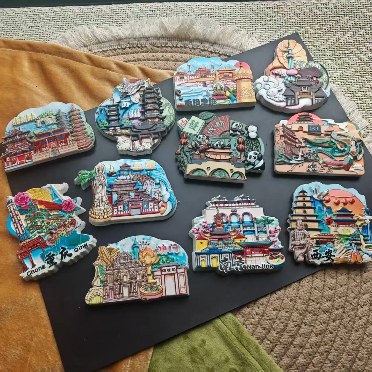 1pc Fridge Magnet Souvenirs from China tourist cities shanghai chengdu Decorative Travel Memory Collectible for Refrigerator