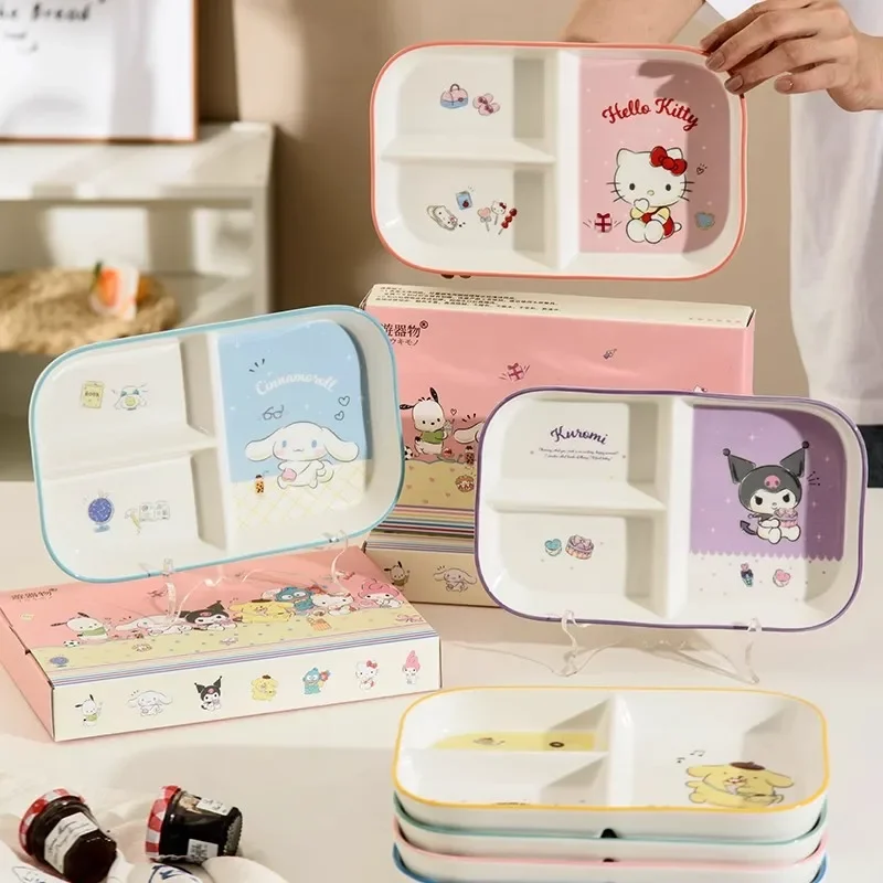 Sanrio Kawaii Hello Kitty Serving Plate My Melody Pochacco Anime Cartoon Sweet Exquisite Ceramic Tableware Breakfast Rice Plates