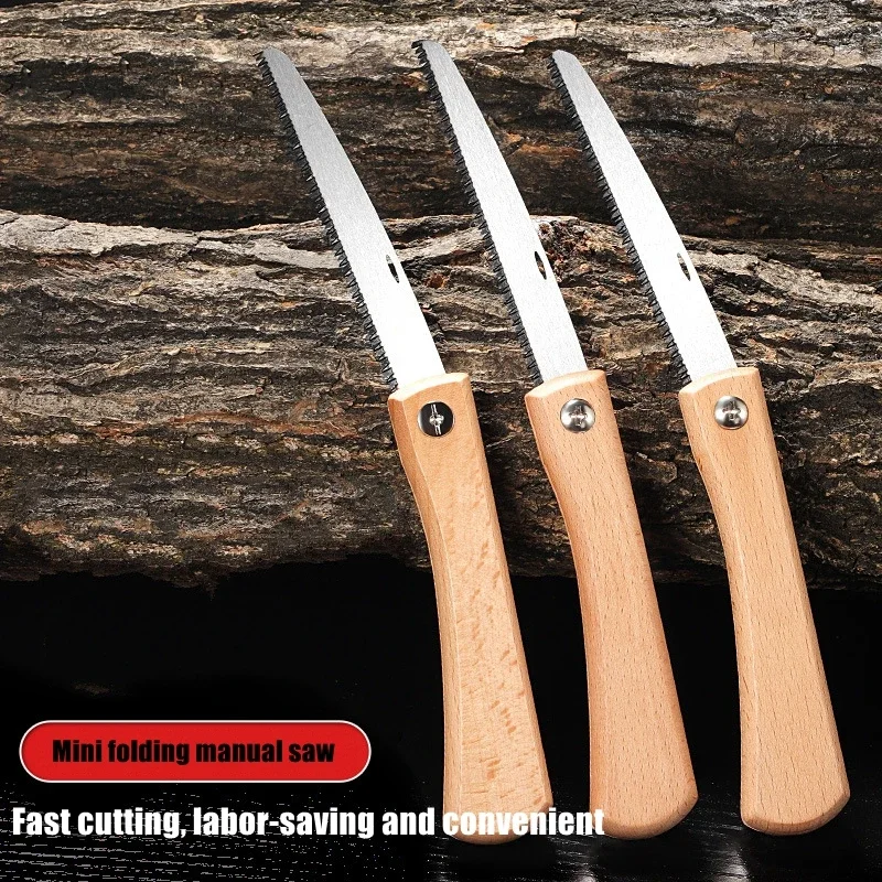 Folding Mini Hand Saw Non-slip Wooden Handle Pull Foldable Saw Flush Cut Trim Saw For Handsaw Woodworking Plastic Cutting Tool