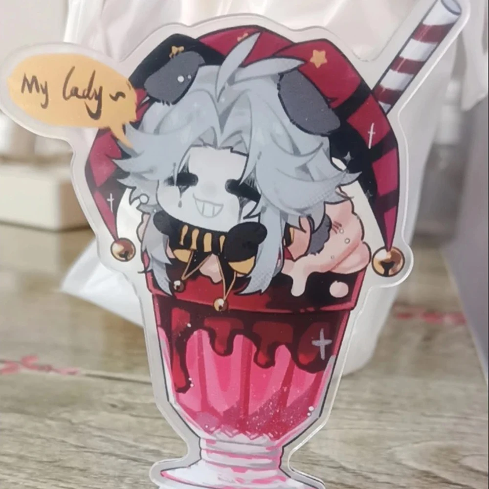 Game The Freak Circus Pierrot Strawberry Chocolate Milkshake Acrylic Stand Anime Figure Desktop Ornament Cosplay Props image 6