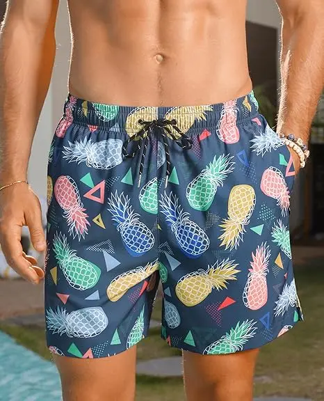 

Мужские гавайские плавки с 3D принтом листьев, пляжные шорты, быстросохнущие шорты для серфинга на открытом воздухе, модные мужские шорты