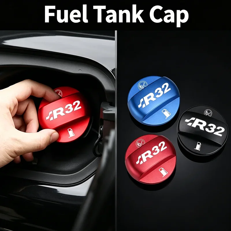 1PC Car Oil Tank Protect Cover Refuel Fuel Tank Cap Accessories for Volkswagen VW SR32 Logo GOLF JETTA MK4 PASSAT TIGUAN T-ROC