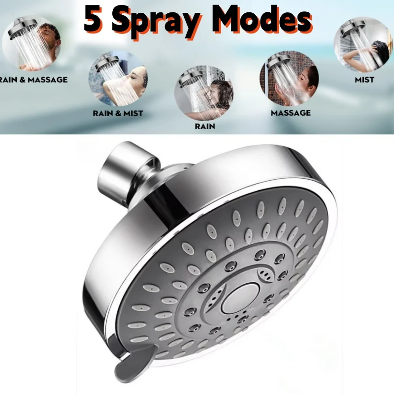 

New High Flow Fixed Showerheads 5 Modes Adjustable High Pressure Shower Head Sprayer Bathroom Fixture Faucet Replacement Parts