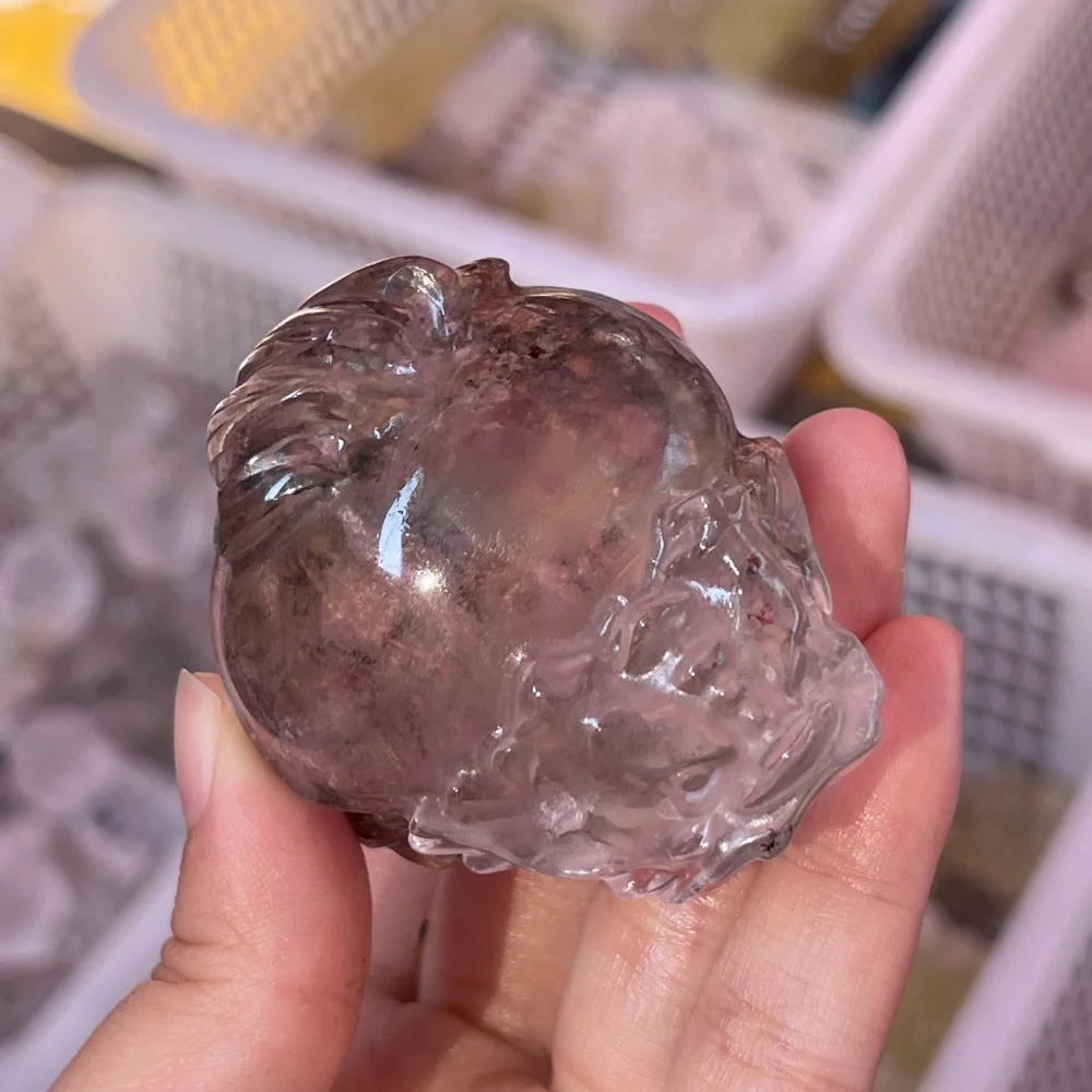 Natural Garden Quartz Pixiu Carving Polished Reiki Healing Feng Shui Energy Stone Room Decor Gift for Peaceful Vibrations