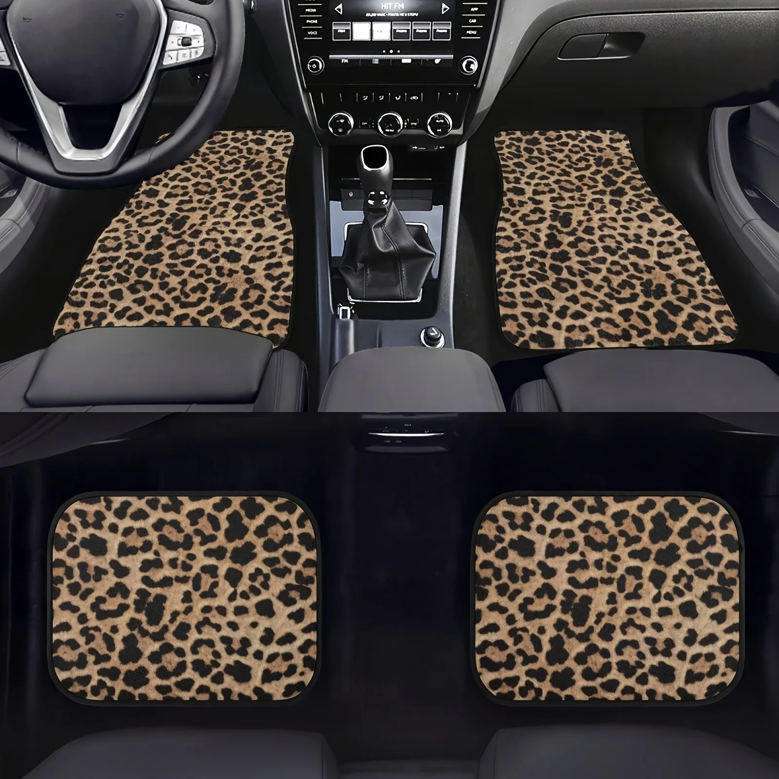 

Leopard print car floor mat sets, universal size suitable for front and rear seats, suitable for SUVs, luxury cars, trucks