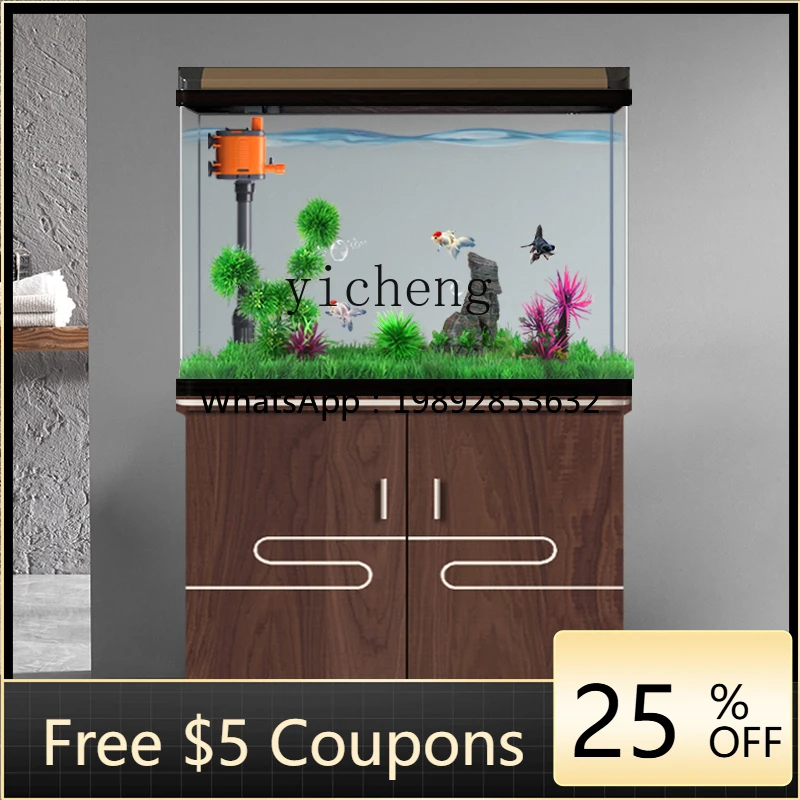 

ABB fish tank living room household floor with bottom cabinet ecological water-free creative aquarium