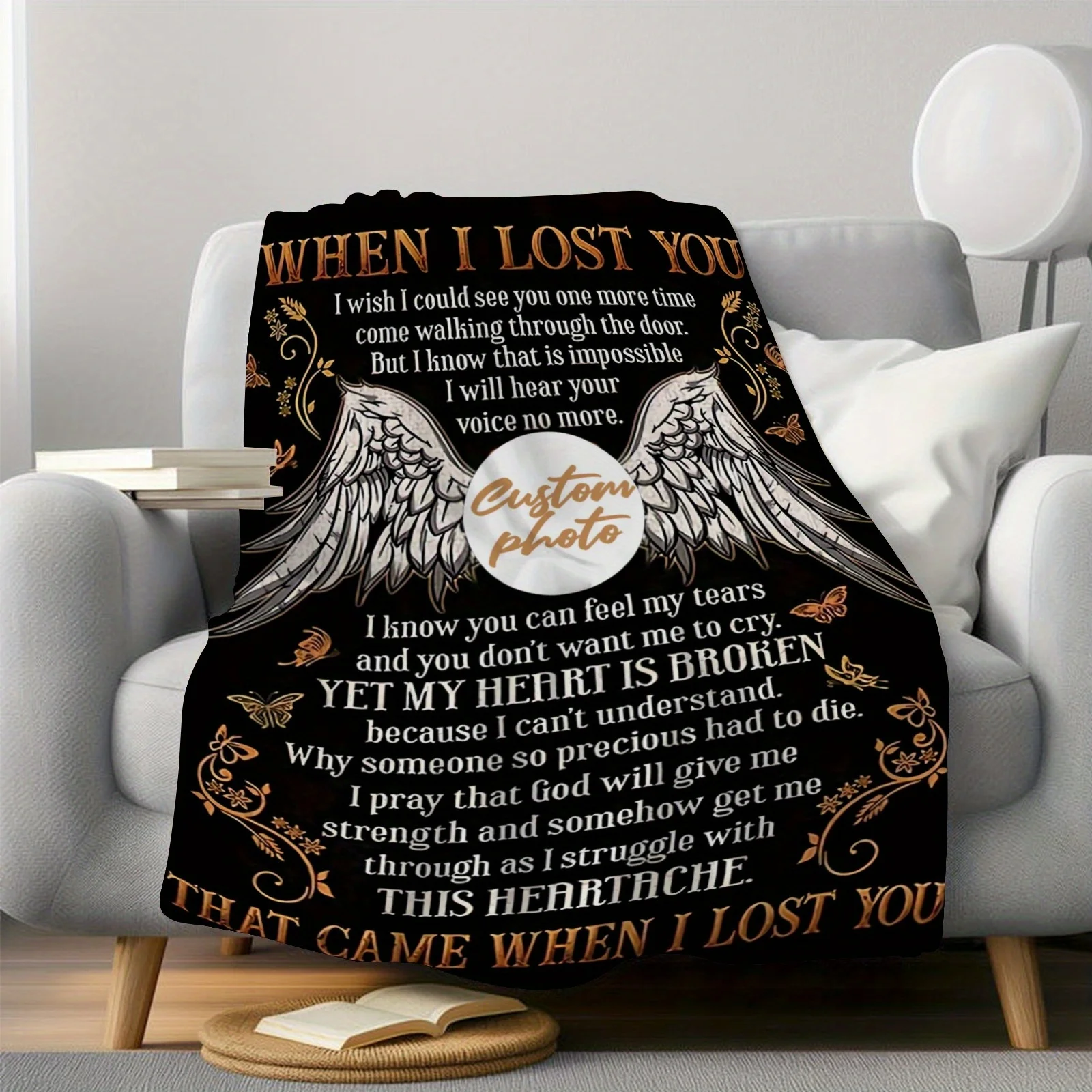 صور مخصصة شخصية بطانية تذكارية عندما فقدتك بطانية الفانيلا ذاكرة الأحباء المفقودة لمكتب أريكة جميع المواسم #4