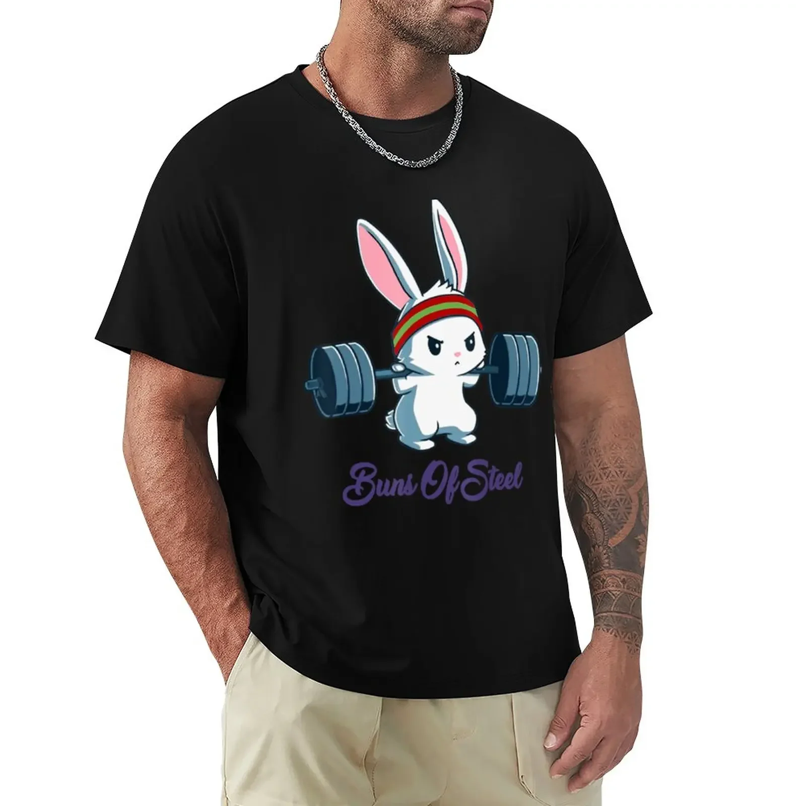 

Aesthetic clothing plus sizes t shirt for men new in tops& tees shirt homme Buns Of Steel Fitness Rabbit Gym Workout T-Shirt