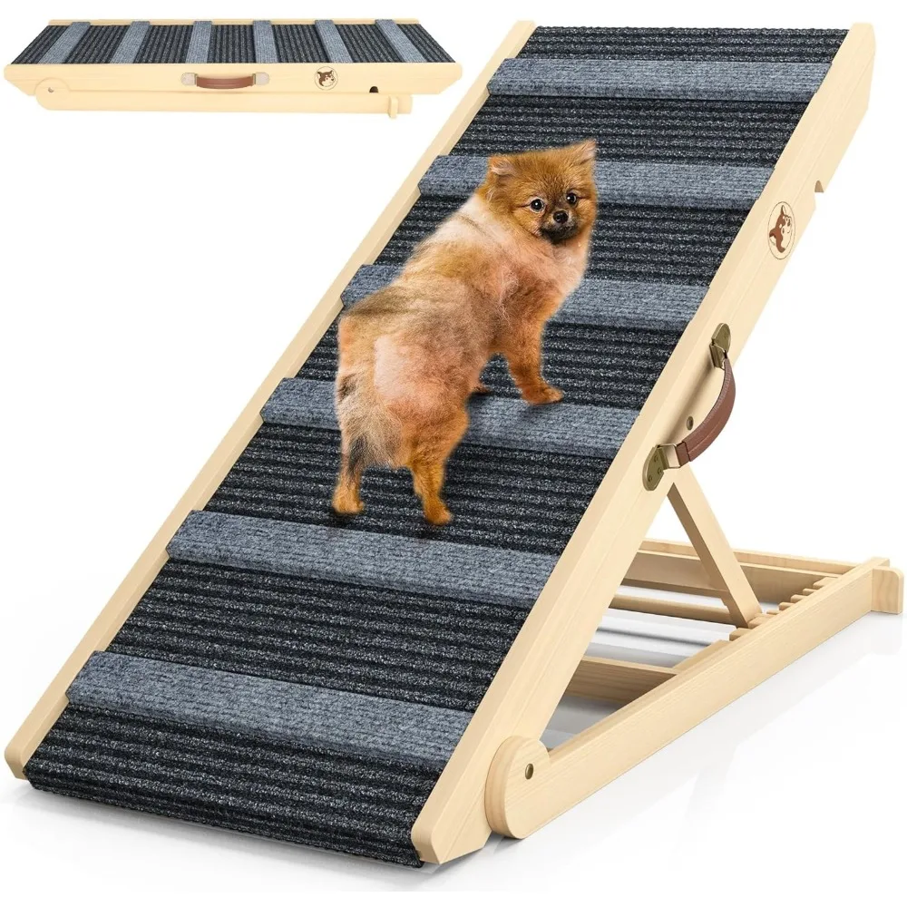

Dog Ramp, Portable Pet Ramp for Large Small Old Dogs Cats with 7 Adjustable Heights 11" to 26.6", Non-Slip High Traction Ramp