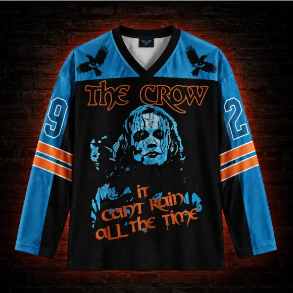 The Crow It Can't Rain All The Time Hockey Jersey Men Women Long Sleeve Gothic Movie Fan Uniform Unisex Streetwear Tops image 3