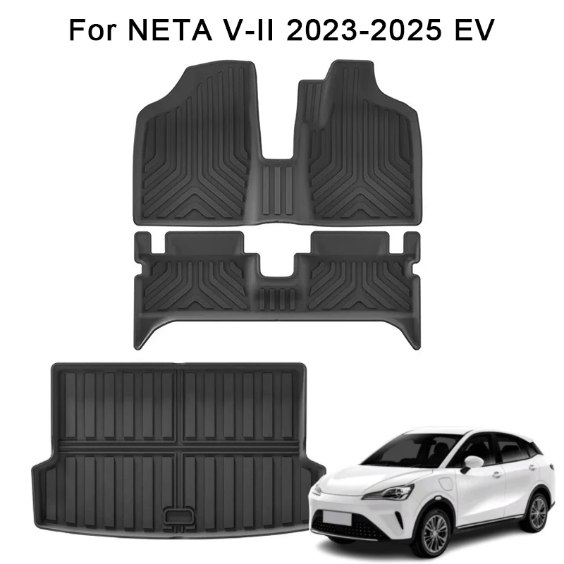 

for Nezha Neta V-II 2023 2024 2025 Car Floor Mats, All-Season Waterproof TPE Cargo Liner, Trunk Mats Right Rudder