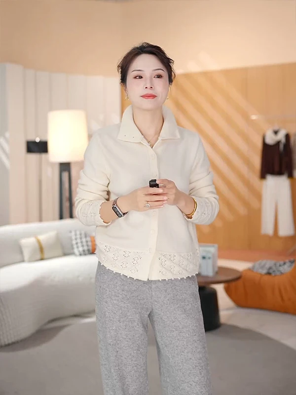 

Модный женский вязаный свитер с длинными рукавами и воротником-стойкой, украшенный декоративными элементами, повседневный, теплый, коллекция Весна 2026