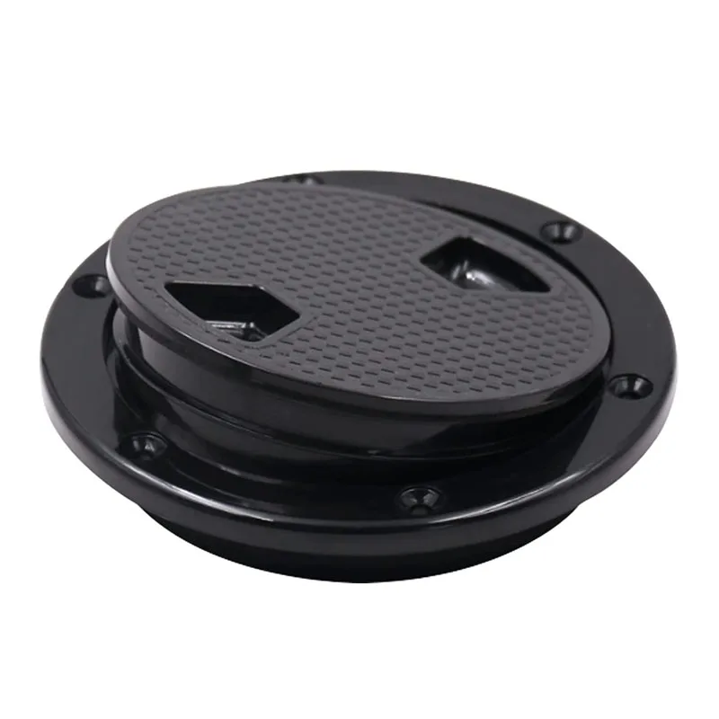Boat 4"/6"/8" Deck Plate Black Nylon Circular Non Slip Inspection Access Hatch with Detachable Cover for Yacht Hardware