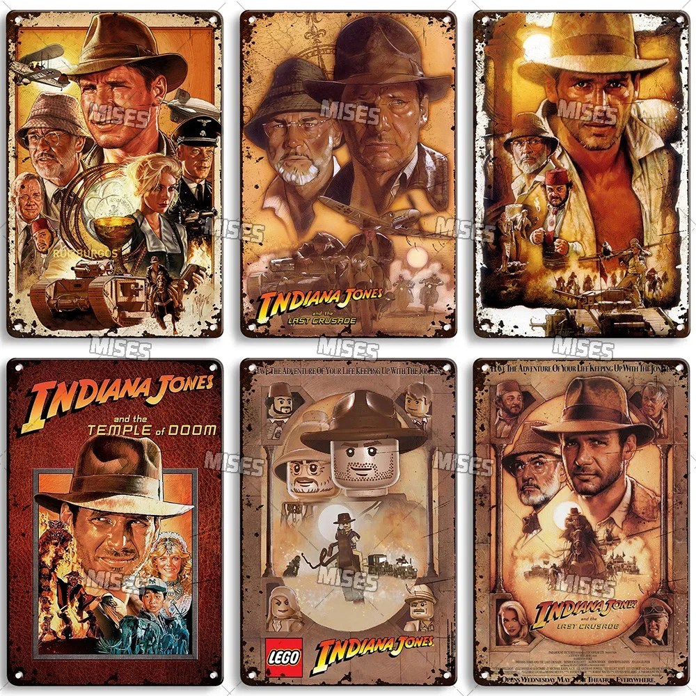 MISES Filme Indiana Jones e a Última Cruzada Metal Tin Sign Placa de Metal Vintage Home Bar Studio Decoração Industrial Placa de Parede