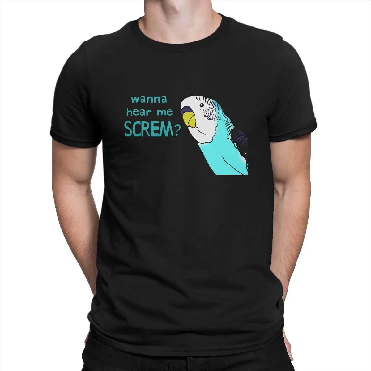 Budgie Animal Funny Lovely Men's TShirt Mind If I Screm Individuality T Shirt Original Streetwear New Trend